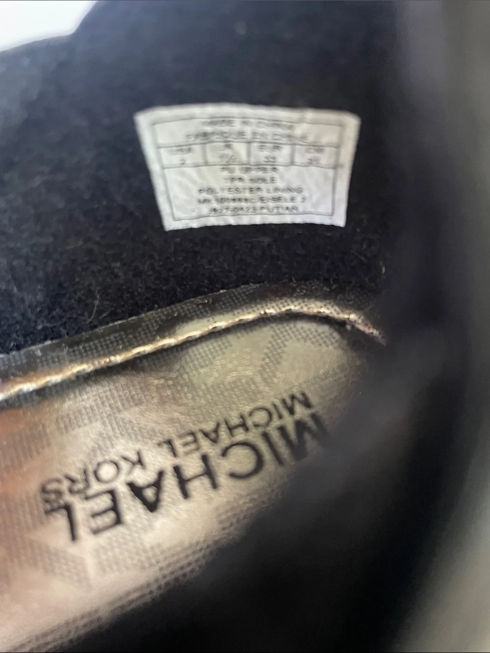 Michael Kors  Youth ( Big Girls ) Size 2 Black Glitter MK Logo Ankle-Strap Flats